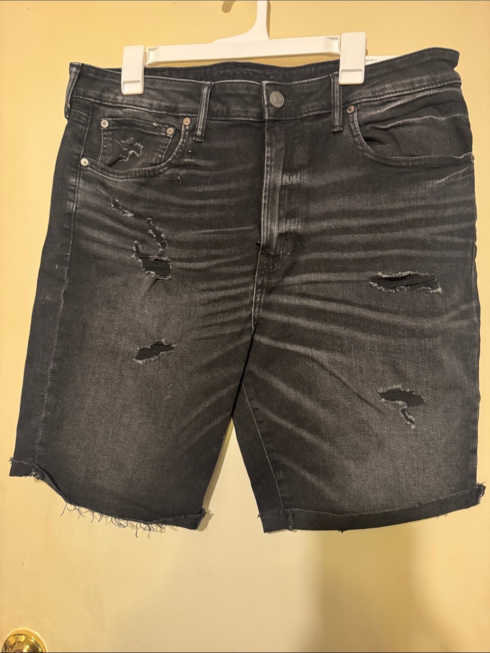 American Eagle Outfitters Black Distressed Denim Jean Shorts